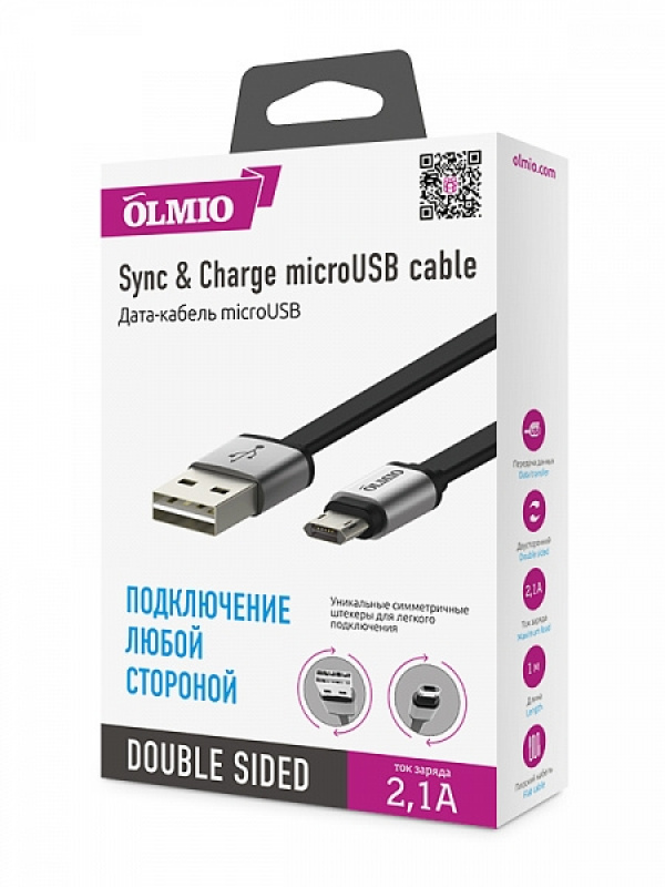 Кабель micro USB 1м 2.1А Olmio 157356a